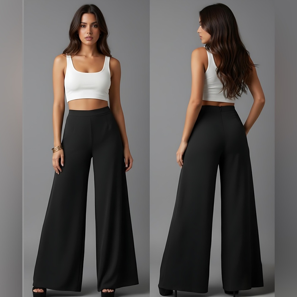Black High Waist Wide Leg Pants